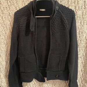 Lux Black Knit Zip-Up Cardigan Sweater